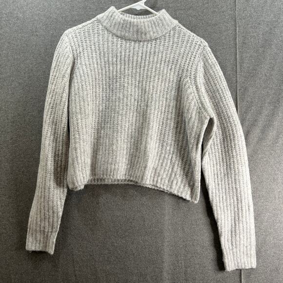 Garage Turtleneck Gray Sweater Womens Medium Short Knitted Pullover - Picture 1 of 7